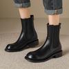 Krazing Pot Microfiber Autumn Winter Shoes Low Heels Size 43 Chelsea Boots Back Solid Color Preppy Style Ankle Boots