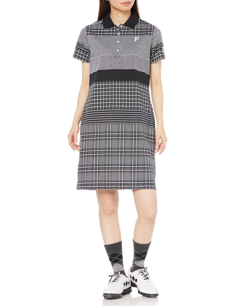 Short Sleeve Dress Patchwork Panel Pique Jacquard 1 [Pearly Gates] Women's / 055-3124206 121_Navy [M]