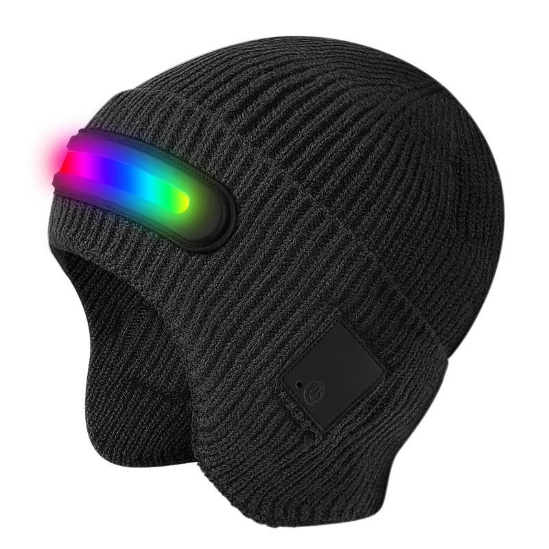 Wireless Bluetooth 5.4 Music Beanie Hat with Reflective Stripe, Waterproof Noise Reduction Stereo Headphones for Outdoor Sports