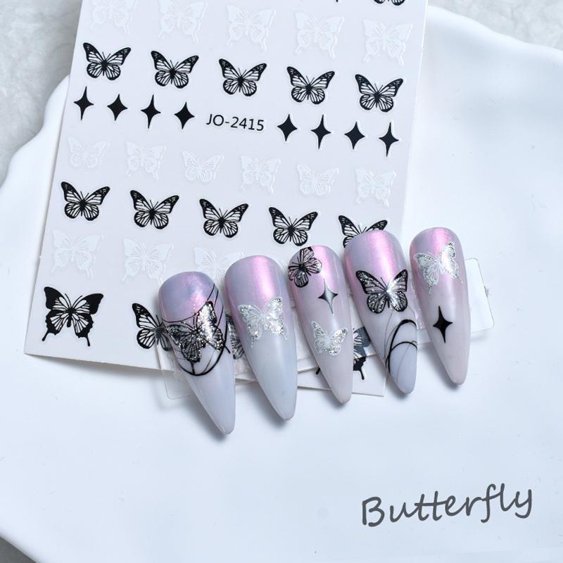 Black White Butterfly Nail Sticker Diy Nail Design Slider Nail Art Decoration