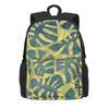 Blue Leaf Print Backpack Abstract Leaves Trekking Backpacks Student Unisex Designer Big School Bags Funny Rucksack