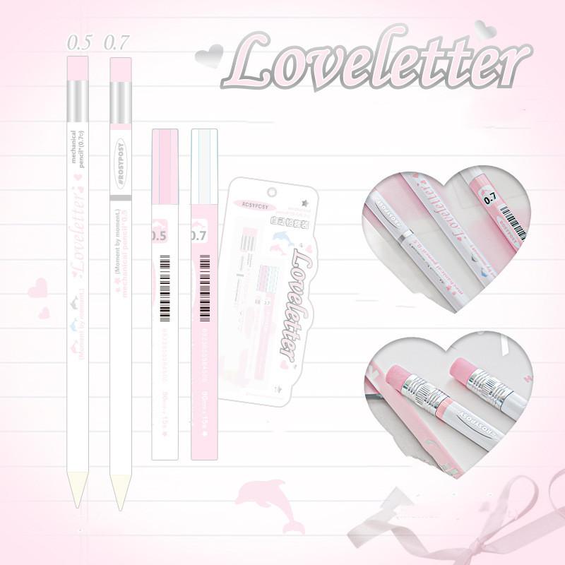 2pcs/set Sweet Mechanical Pencil with Eraser for Girl Simplicity Korean Pencil 0.5/0.7 Mm Mechanical Pencil Cute School Supplies