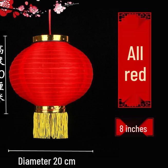 Rainproof Foldable Silk Red Lantern String - 5-in-a-Row Round Lanterns Single Lantern