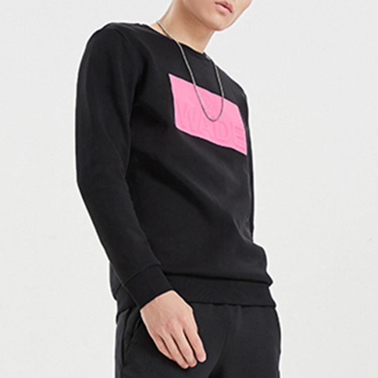 Li-Ning Letter Logo Printed Loose Casual Sweatshirt Men tops Black AWDQ191-1