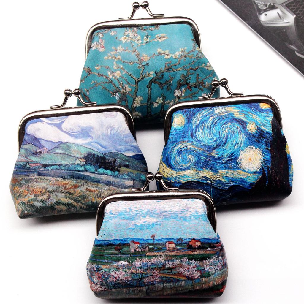 Monedero pequeño de piel sintética con estampado vintage para mujer, tarjetero y cartera corta.