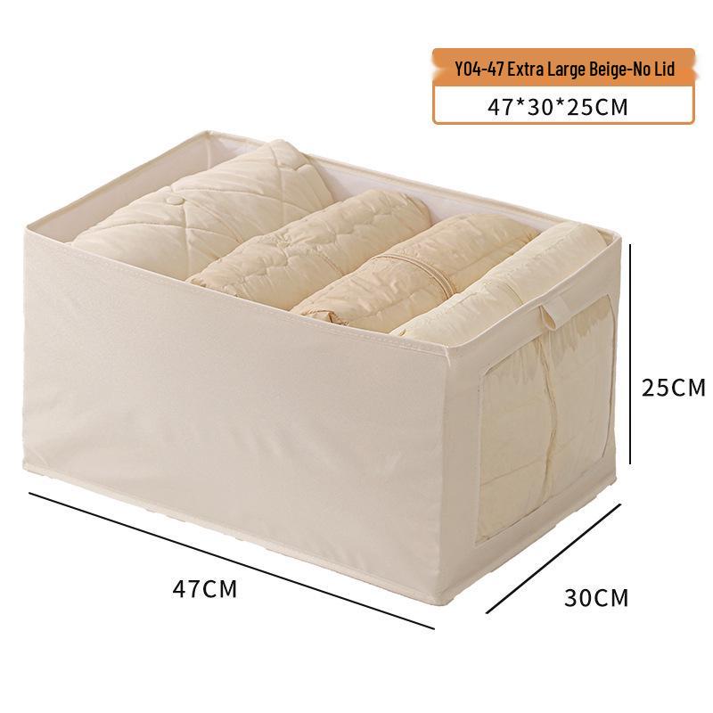 Cotton & Linen Foldable Storage Box with Window for Clothes