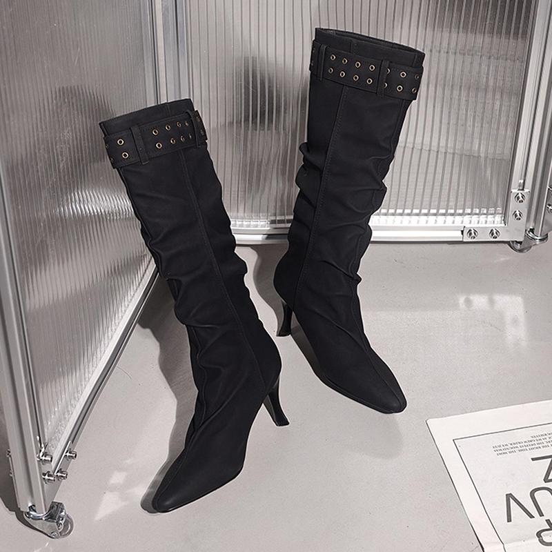Fashion Autumn Winter Women Long Boots Fashion Thin High Heel Knee High Booties Ladies Sexy Woman Mordern Boats botas de mujer