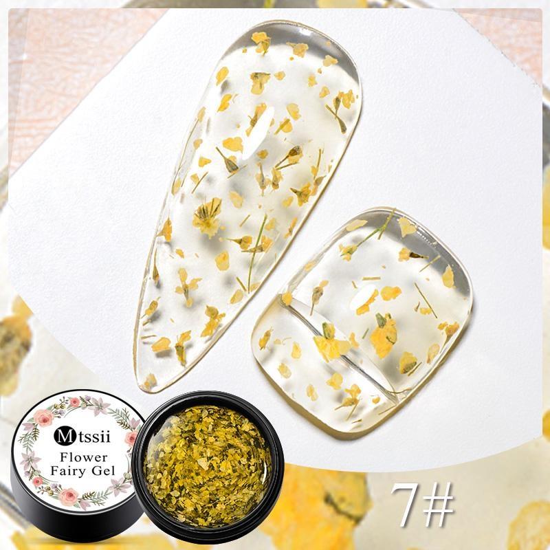 MTSSII 5 ml DIY Fairy Series Flower Glitter Gel Nail Polish 3D Natural Dried Flower Manicure Decoration Crystal Transparent Gel Polish Nail Art