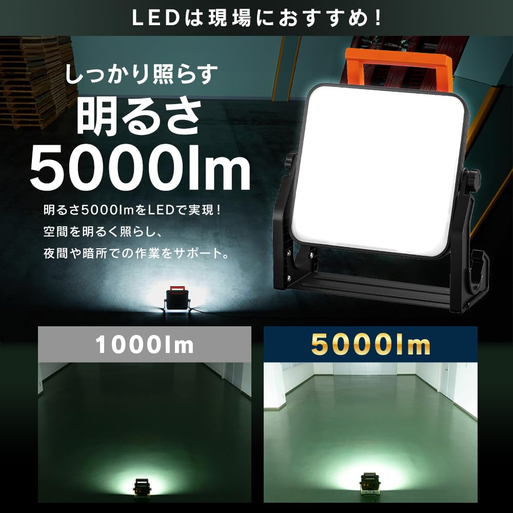 IRIS OHYAMA 50W Waterproof LED Floodlight [5000lm] for Outdoor Use, Waterproof IP65, Daylight White, Approximately 110° Beam Angle, 40,000 Hours of