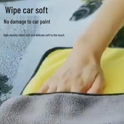 Coral Fleece Car Wash Towel - Thick, Double-Sided, Absorbent, Quick-Drying, Lint-Free, Dual-Use for Car and Home.
