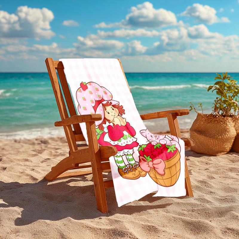 1pc Strawberry Princess6 Beach Towel, Comfortable and Thick, and Swimming/Bath/Picnic/Camping Towel, Suitable for Seaside Beaches