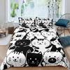 Cute Cat King Queen Duvet Cover Kitten Bedding Set Purple Floral Butterflies Polyester Quilt Cover Pet Animal Comforter Cover
