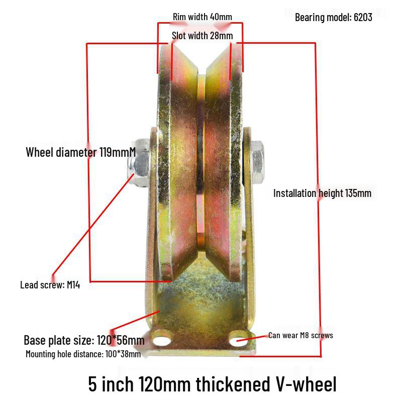 V, U, and H-Type Track Pulleys: Sliding Door V-Groove Wheels with Bracket
