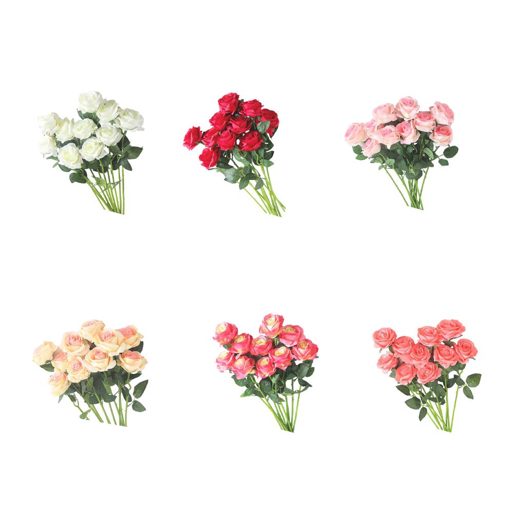 10piece Realistic Artificial Flowers For Home Decoration - Vivid Roses Complement Any Space Artificial Flowers In Vase