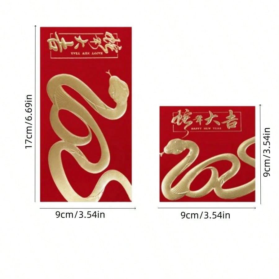 10pcs 2025 Year of the Snake Spring Festival red envelope Paper bag Chinese New Year restaurant store decoration Storage Bag