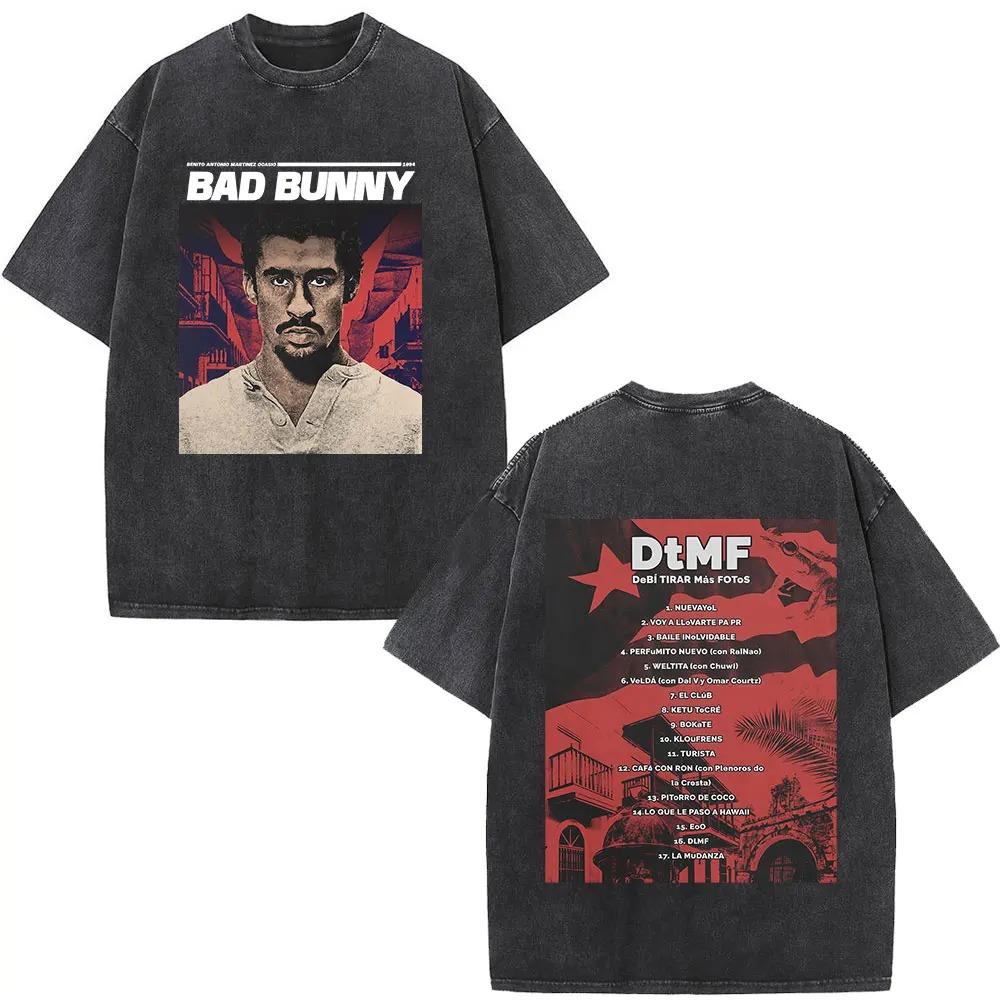 Camiseta Negra Oversize Lavada Vintage "DTMF World Tour Colombia" de Bad Bunny | Camiseta Streetwear Unisex para Fan de la Música Latina