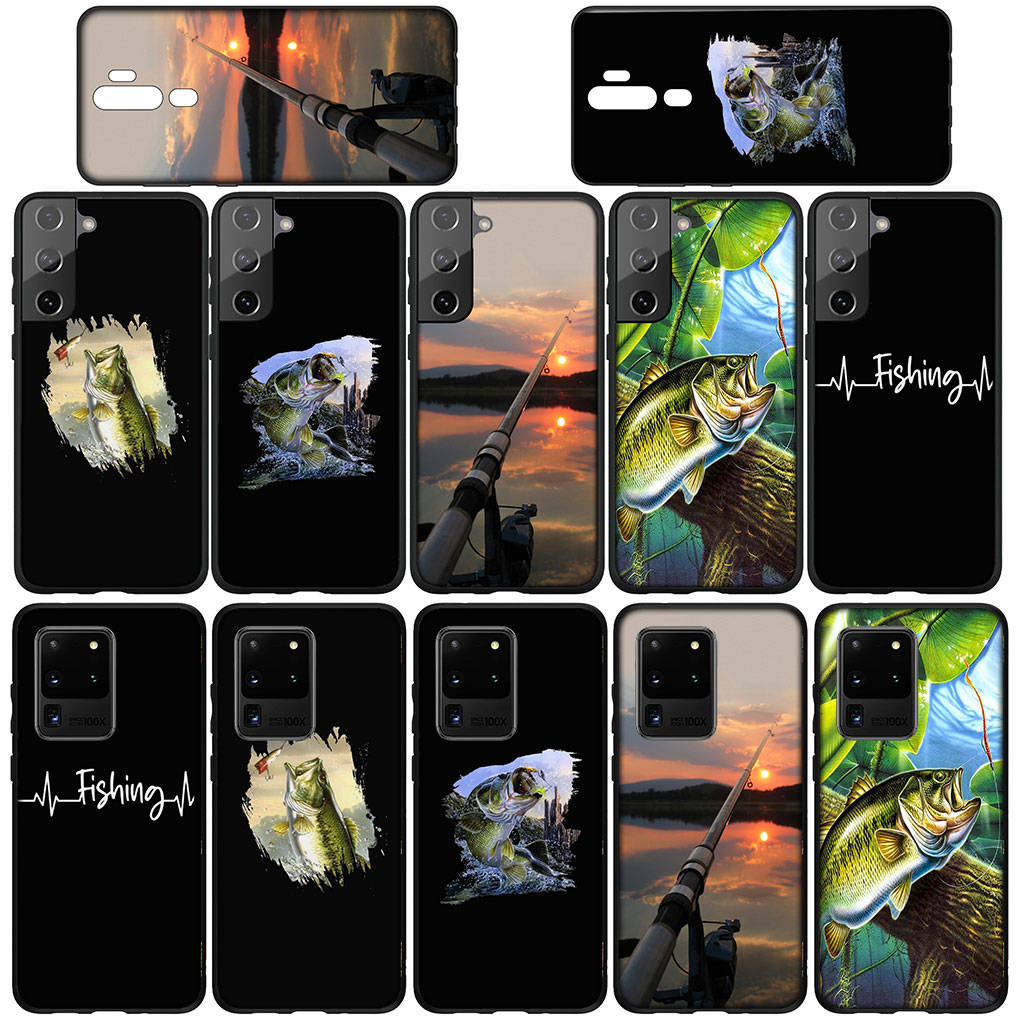 For Samsung Galaxy S24 S23 iPhone 16 15 14 Xiaomi Redmi Note 13 12 11 Plus 9 Pro Max X XR Phone Case Fishing Fly Trout Carp Rod Fish OPPO Huawei Cover