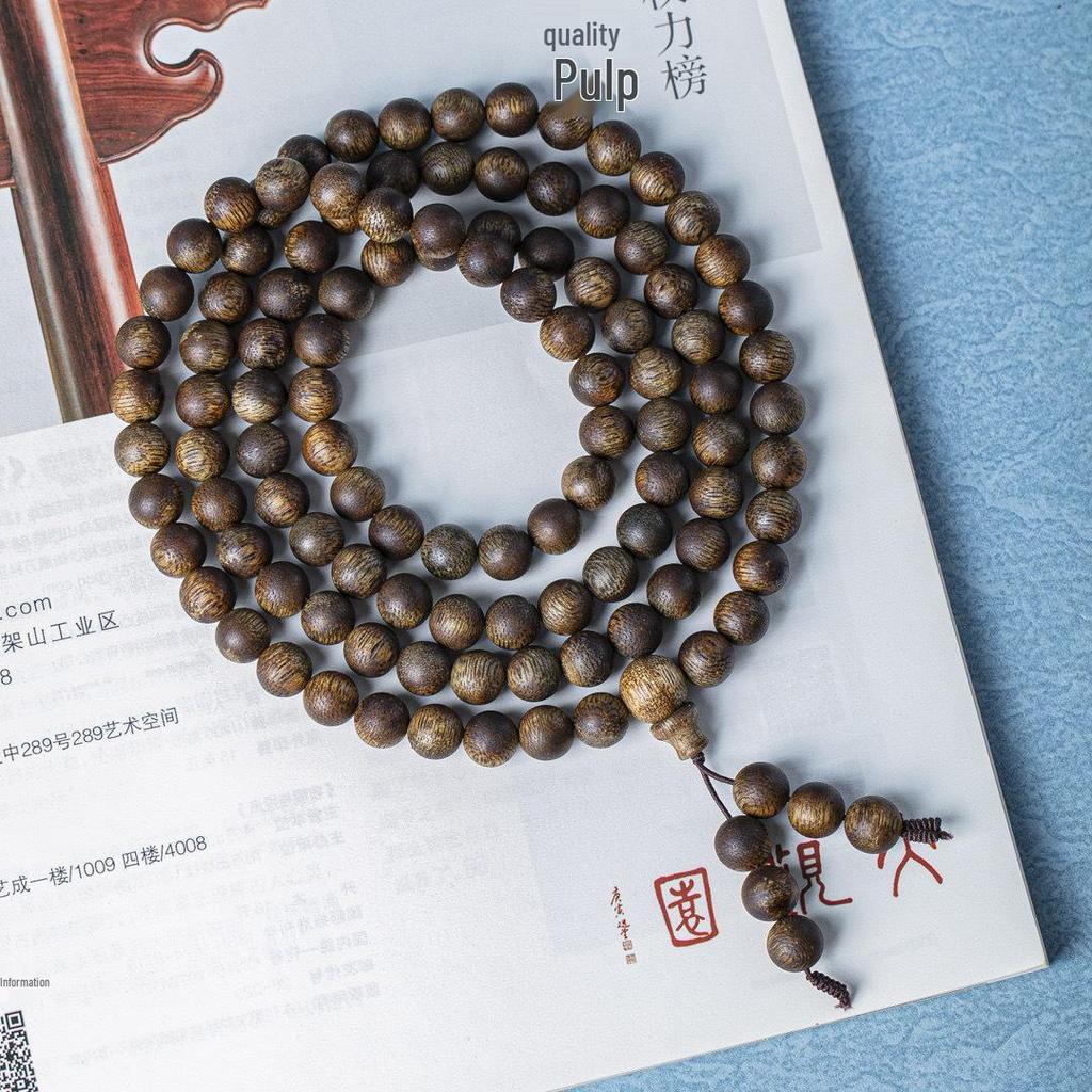 Authentic Vietnamese Agarwood Beads Bracelet for Men and Women – Hoi An Wenwan Style with Fragrant Wild Wood