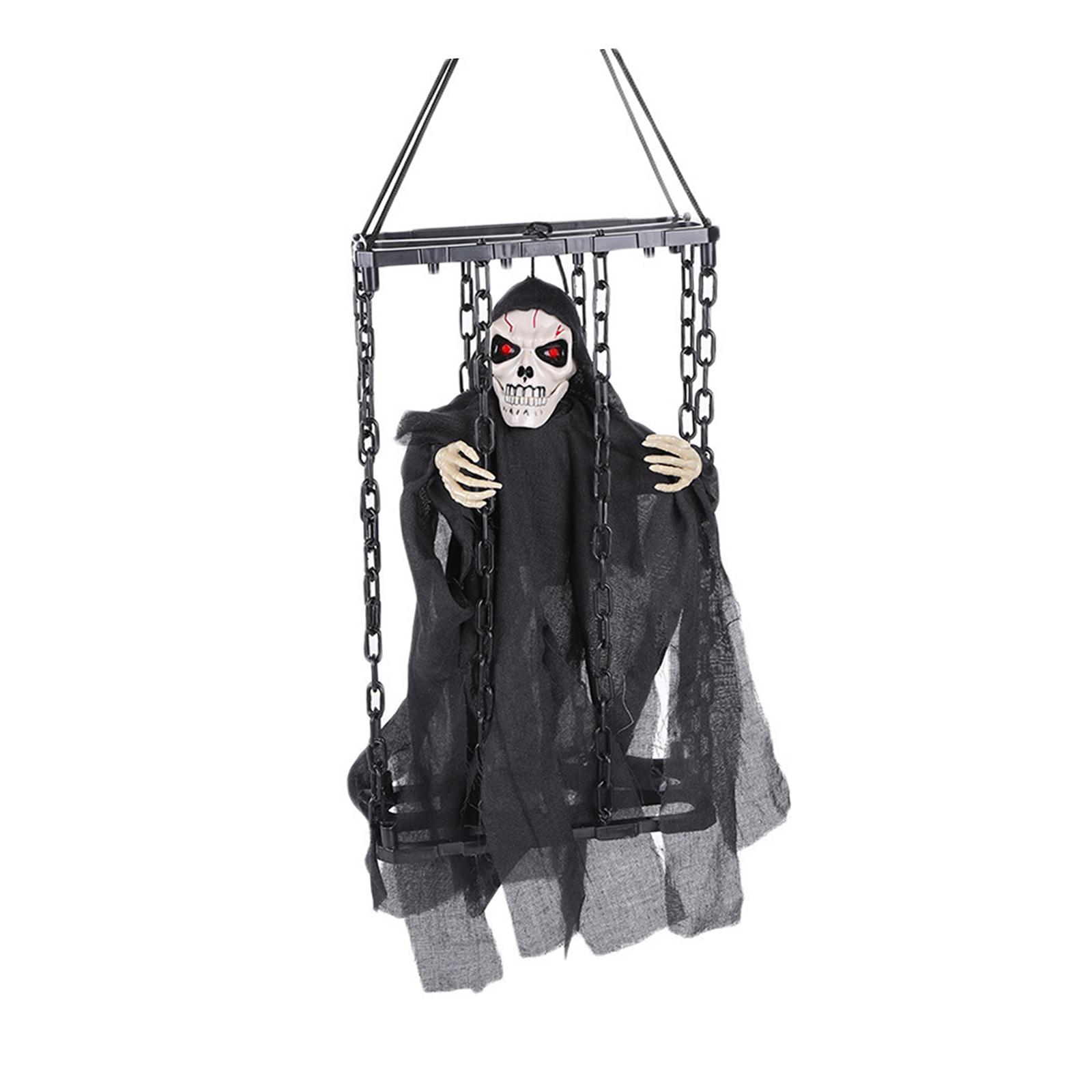 

Halloween Hanging Ghost in Cage Haunted House Prop Home Decor Halloween чёрный