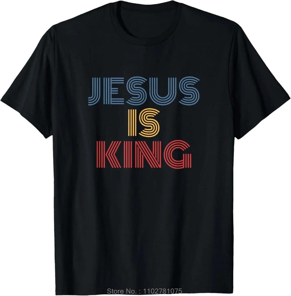 Men's Clothing Christian Jesus Is King Design Crown T-shirt Casual Couple Tshirt Tees Fitness T Shirt