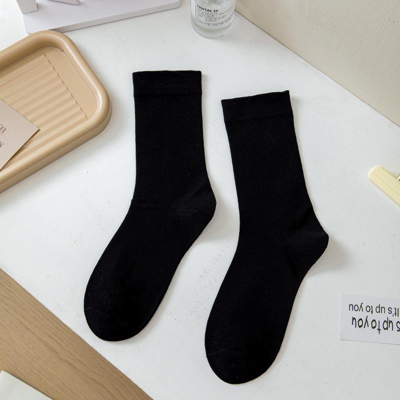 White boneless medium tube confinement socks summer thin loose solid color stacking socks spring and autumn boneless cotton socks children
