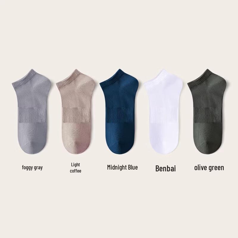 Langsha Men s Anti-Odor Boat Socks 5-Pair Pack 10A Antibacterial Pure Cotton Anti-Odor