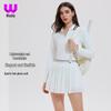 Women's Quick-Dry Slim Fit Long Sleeve V-Neck Polo Shirt with Tennis Skirt Set