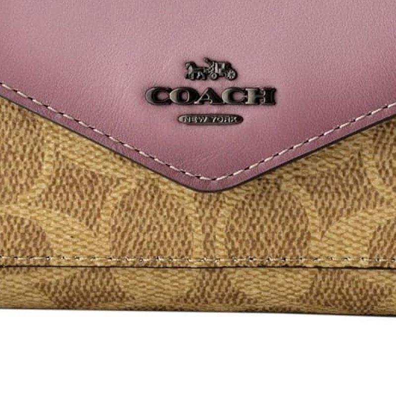 COACH Canvas Handheld Envelope Wallet Small Women's Purple & Brown Monogram 31548-V5PUJ