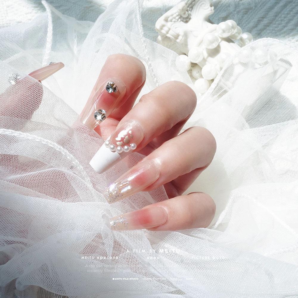 Premium Long Sparkle Handmade Faux Nails - Brightening Nail Art Stickers