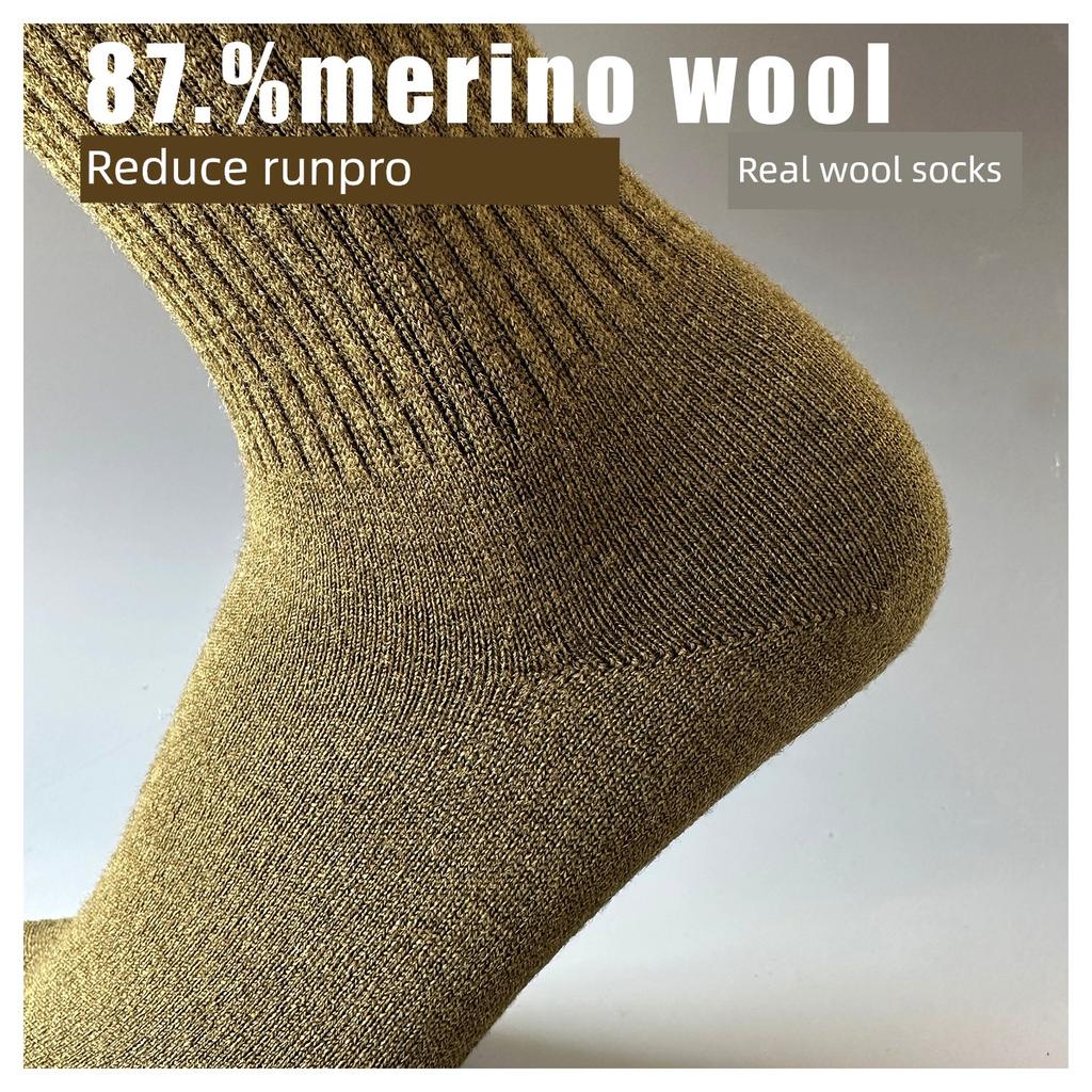 87% Merino Wool Socks for Men and Women, Outdoor Hiking Sports Mid-Calf Running Socks, Run Pro