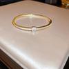 Gold Plated Zircon Titanium Steel Korean Minimalist Bangle | Versatile High-End Bracelet for Women
