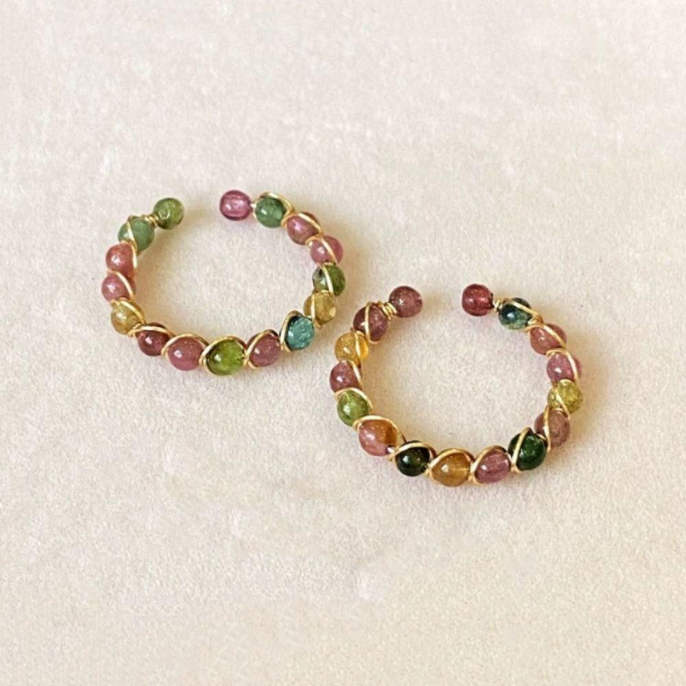 3PCS Finger Jewelry Colorful Beads Ring Adjustable Opening Ring Trendy Round Bead Ring  Women