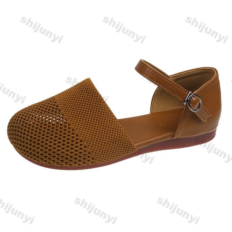 Mode Baotou Fly Weave Damen Schuhe 2025 Neue Mode Schnallenriemen Sandalen Vintage Weiche Sohle Bequem Leicht Lässige Ballerinas