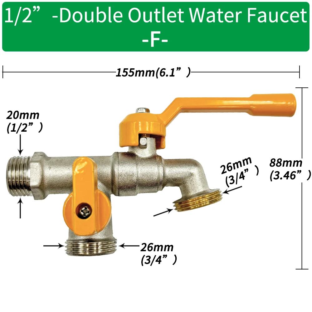 Garden Hose Brass Faucet Adapter 1/2" - Suitable for IBC Tanks, Irrigation Fittings, Reliable Ball Valve Replacement Accessories