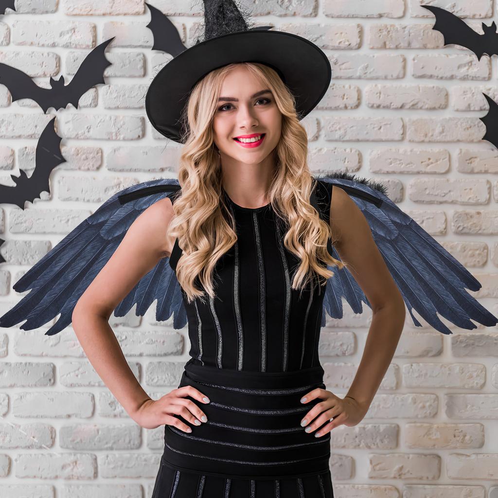 Creative Wings Black Handmade Cosplay Party Props Fairy Girl Angel Wing Halloween Costume Adult Kids