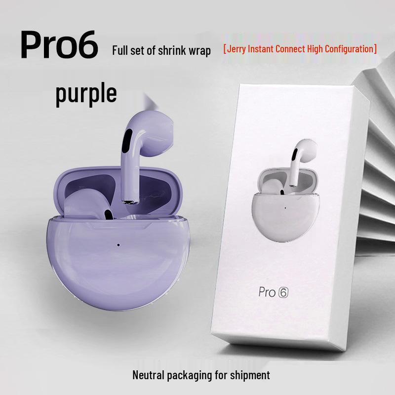 Pro6 6th Gen True Stereo Bluetooth TWS Earphones with Touch Control & Noise Reduction for Sports