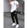 2 Piece Regular Fit Men's Jogger Pants Letter Printed Men's Short Sleeve T-Shirt Set Street Outdoor Casual Fashion Set