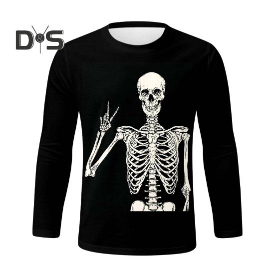 Pánské topy Halloween 3D tisk Tričko s kulatým výstřihem a dlouhým rukávem Tričko Běžný střih Běžný střih Tričko Běžné oblečení Street Party