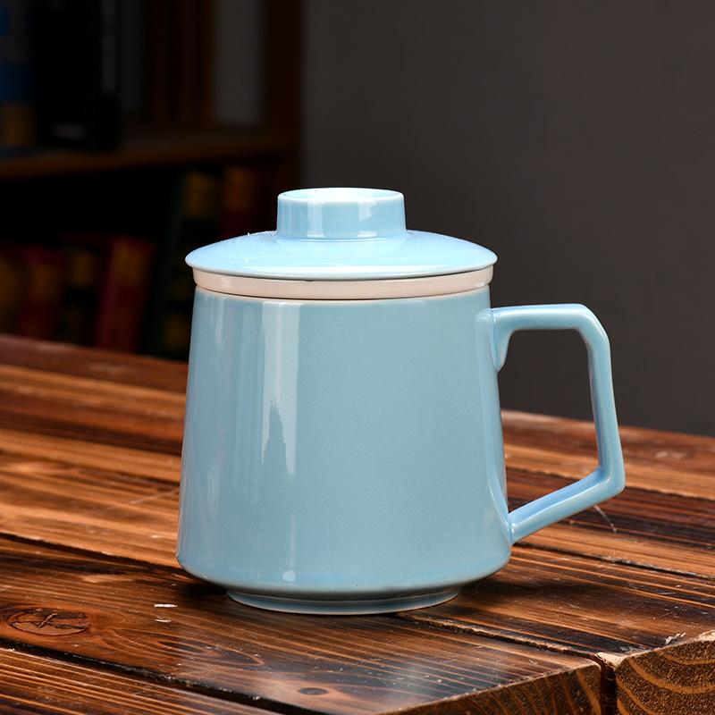 Ceramic Water Cup Teacup With Lid Office Cup Gift Box White Porcelain Cup With Filter Liner Gift
