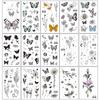 Waterproof Temporary Tattoo Stickers Black Butterfly Rose Transfer Flash Tatoo Women Sexy Neck Hand Chest Body Art Fake Tattoos