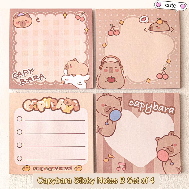 Square Cartoon Sticky Notes Set Of 4*50Pcs Student Memo Pads Tearable And Sticky Notebook