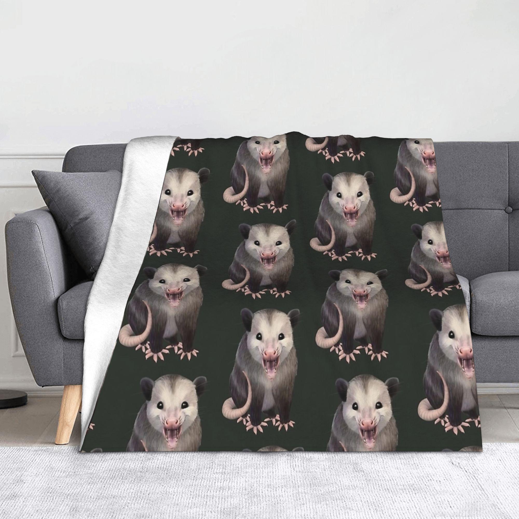 Happy Possum Opossum Meme Blanket Fleece Winter Portable Lightweight Throw Blankets for Bed Car Bedspreads 100x150cm