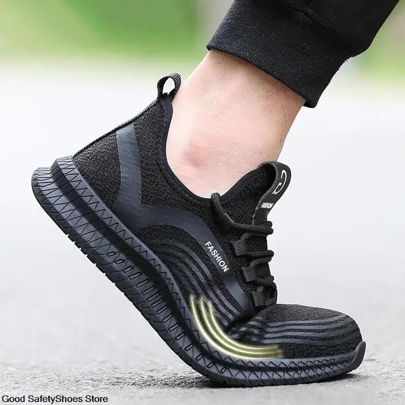 Sicherheitsschuhe mit Stahlkappe Herren Leichte Atmungsaktive Mesh Arbeitssneaker Arbeitssicherheitsstiefel Herrenschuhe Unzerstörliche Arbeitsstiefel