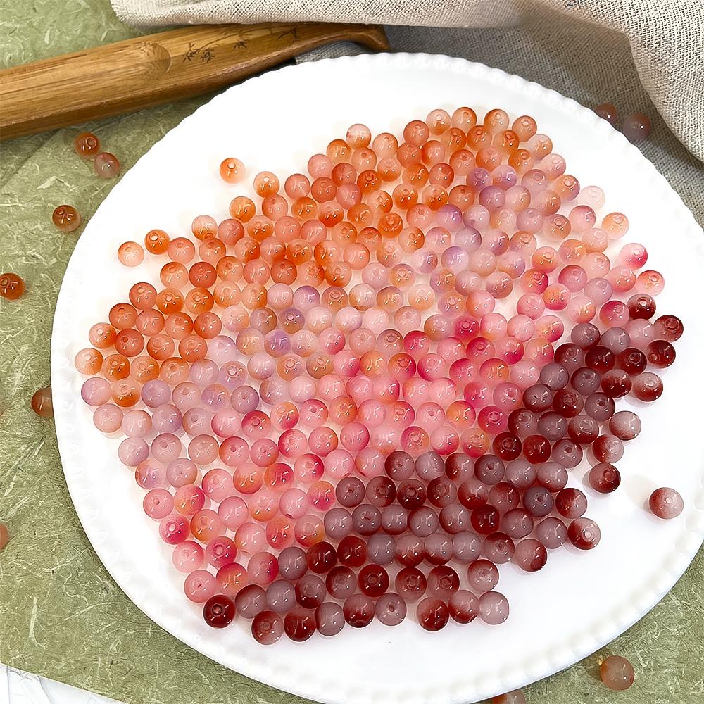 100pcs Glass Gradient Beads Multi Color Round 8mm Loose Spacer Beads for DIY Craft Bracelet Necklace Jewelry Making Findings
