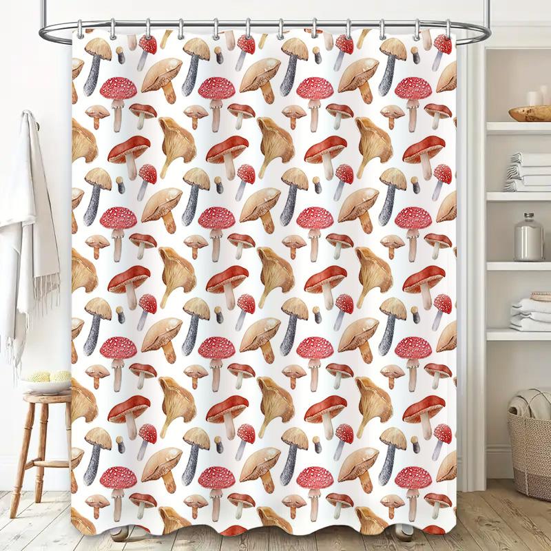 Mushroom Print Shower Curtain Waterproof Bathroom Decor Modern Home Decorations Customizable Size Available for Purchase On AliE