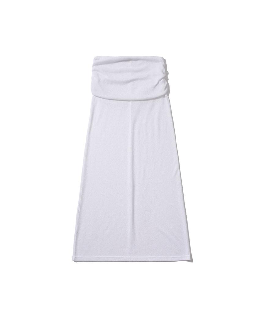 Eonibeu See-Through Shirring Long Skirt Set White