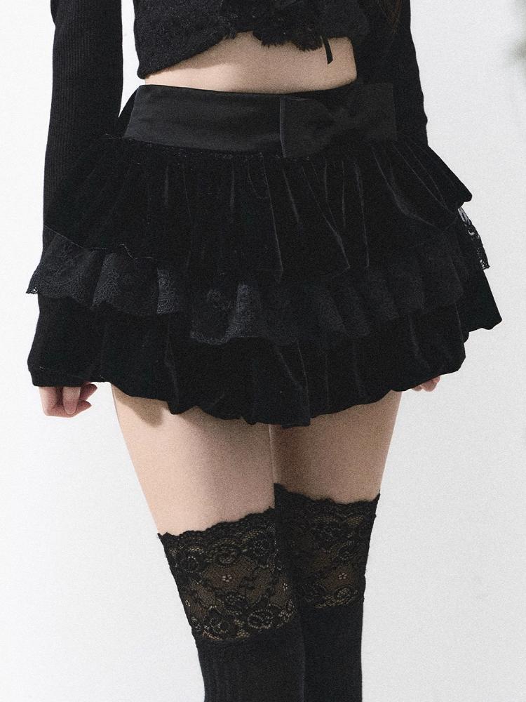 Dantela Spicy Girl Mini fusta plisata Femeii Toamna Iarna A-line Kawaii Sweet Party Fusta Harajuku Coreana Moda Casual Fusta