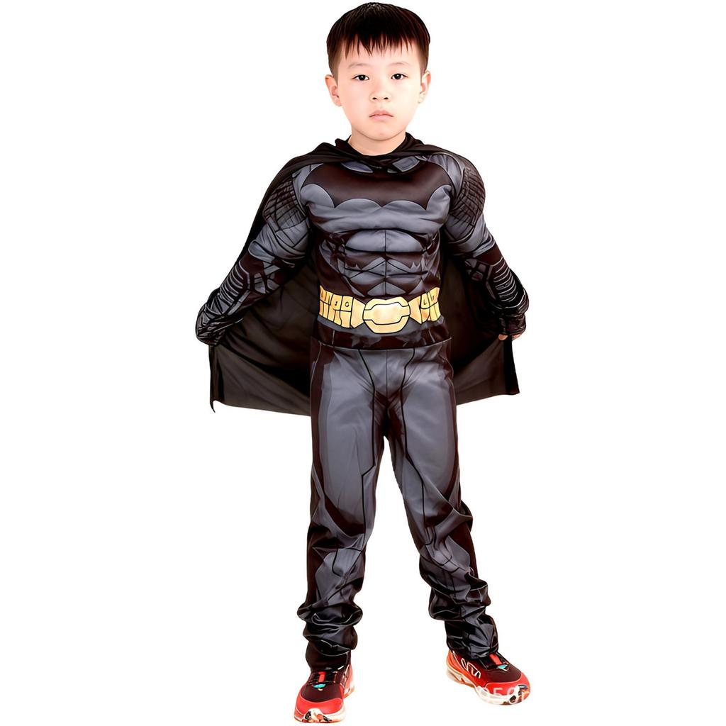 Kids' Black Batman Muscle Costume for Halloween Cosplay