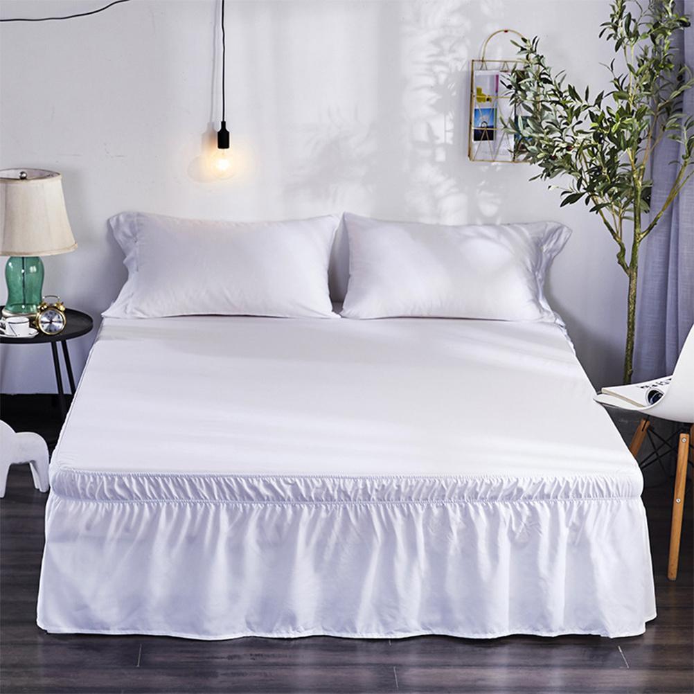 

Elastic Dust Ruffle Polyester Pleated Bedding Skirt Soft Wrinkle for Home Hotel Bedroom 120x200cm White 135x200cm