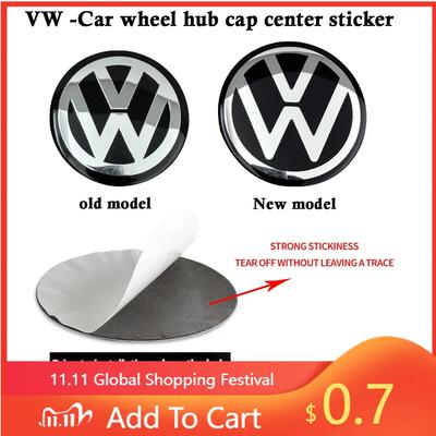 For VW 4pcs 3D 56mm/60mm/65mm Car Wheel Center Hub Caps Sticker Badge Accessories For VW Volkswagen R GTI Golf Aluminum Metal